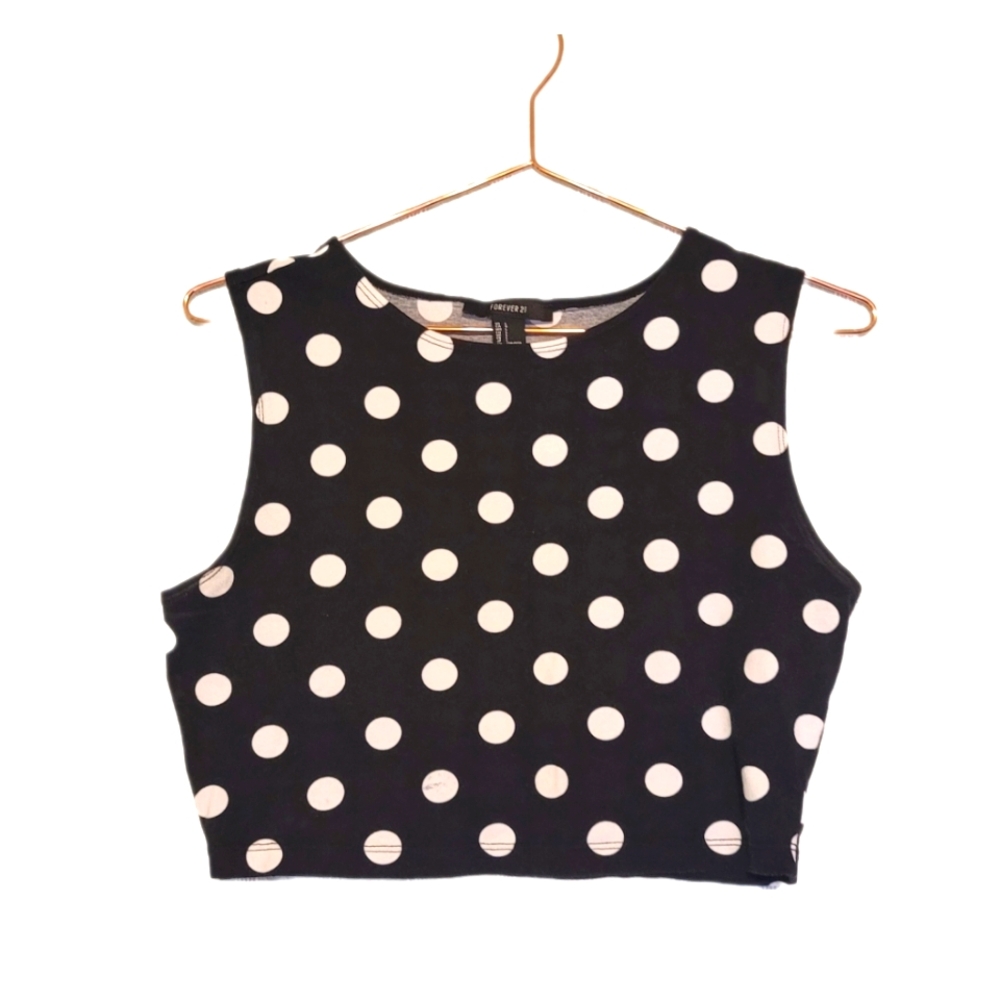 Forever 21 Polka dot stretchy cropped tank